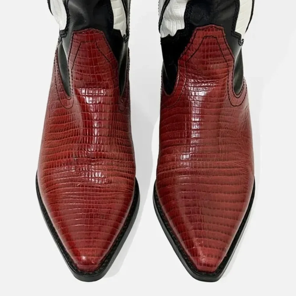 NINE WEST Vintage Red and Black Western Cowboy Boots